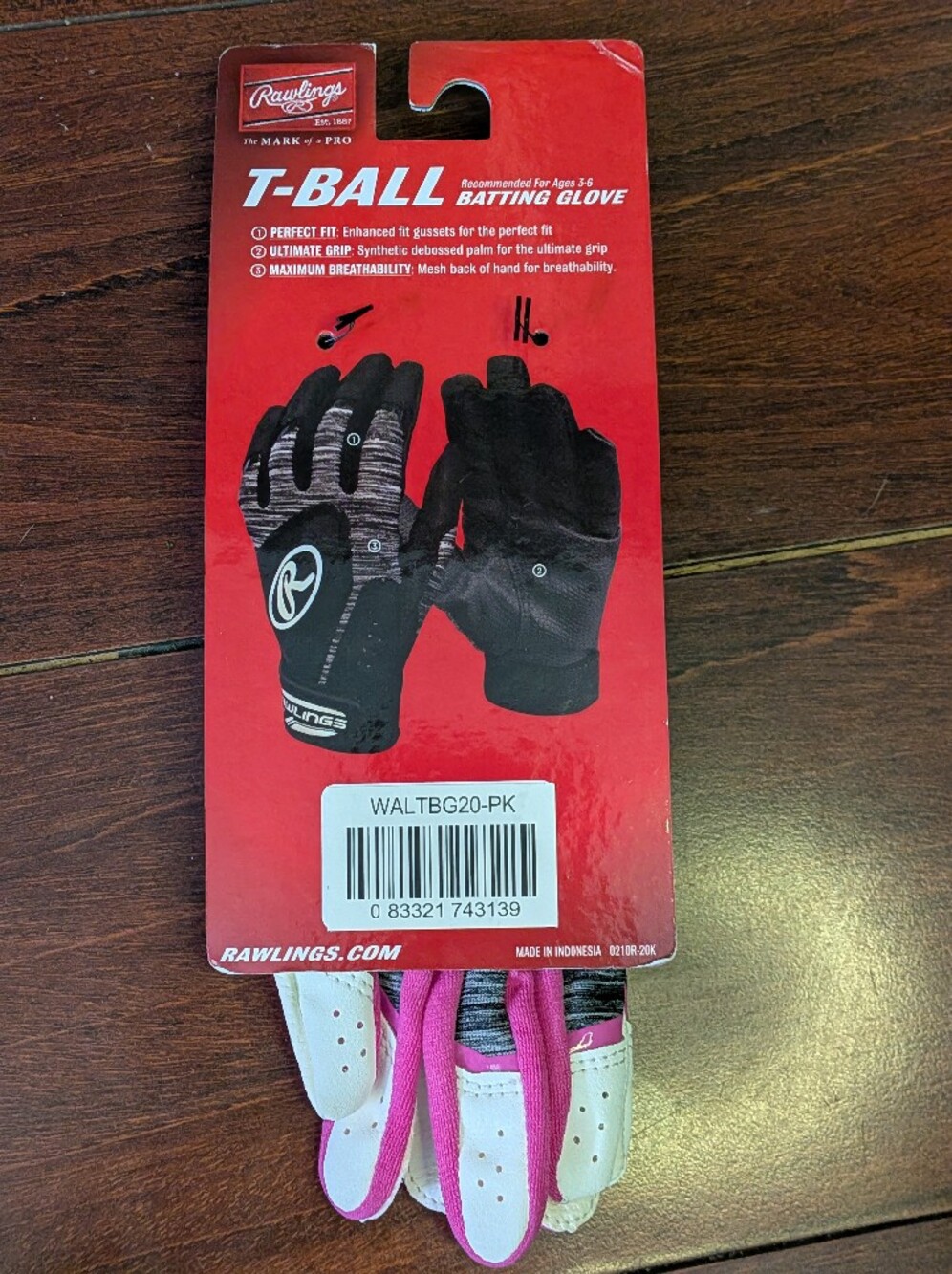 Rawlings Kids's Pink/White Batting Gloves